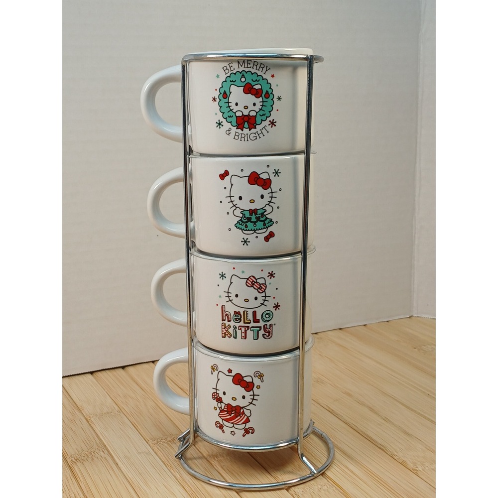 Sanrio Hello Kitty Christmas Stacking Espresso Mugs Pack of 4 by Silver Buffalo